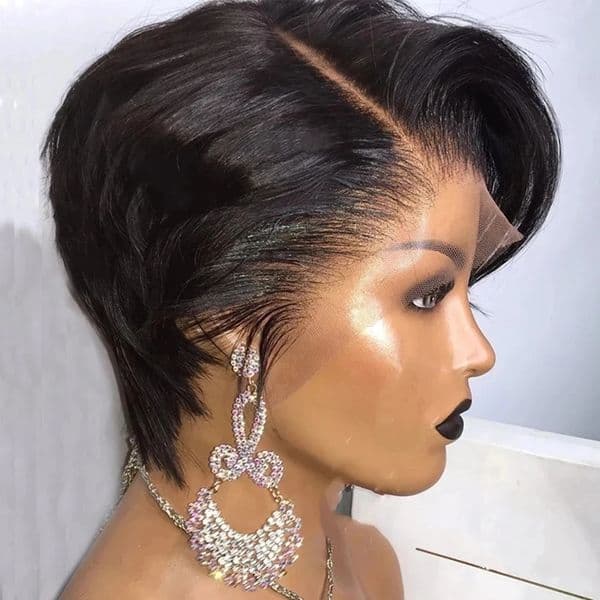 Short Straight Bob Human Hair T Part Transparent Lace Frantal Wigs For Women Preplucked Hairline Pixie Cut Wig Perruque Femme