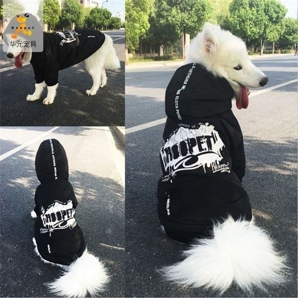 Labrador large dog clothes winter Black letter Fashion dog winter jacket coat Cool clothes for large dogs abrigos perro 201102