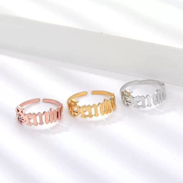 Adjustable Stainless Steel Letter 12 Constellations Horoscope Rings 18k Gold Silver Plated Old English Zodiac Sign Open Ring for Women Fashion Jewelry