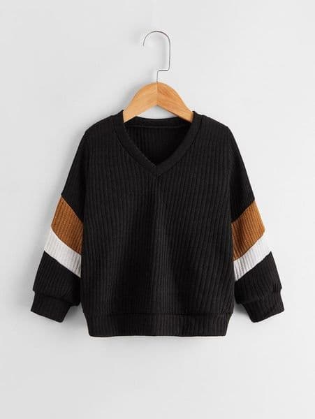 Toddler Boys V Neck Color Block Sweatshirt SHE