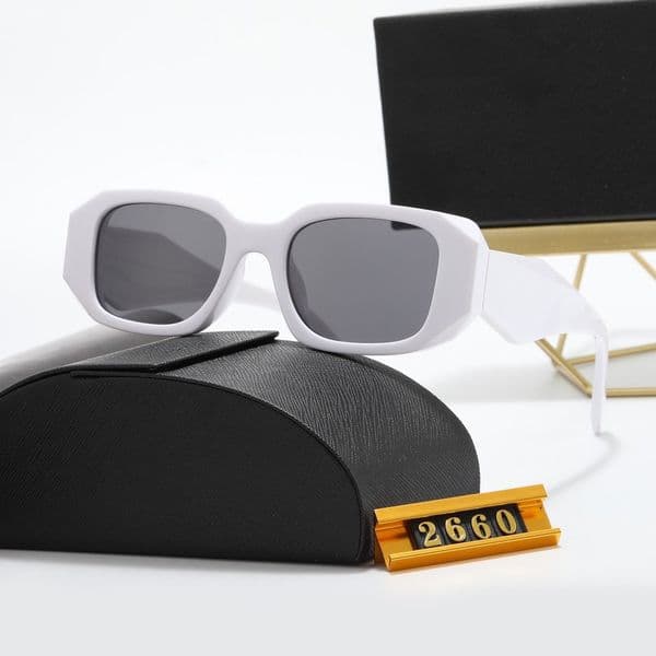 Brand Glasses Designer Polarized Sunglasses Man Womens White Sunglass Luxury UV400 Eyewear Eyeglasses Driver Goggle Beach Full Small Frame Polaroid Lens Occhiali