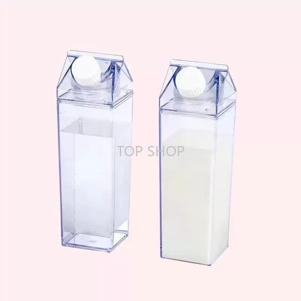 17oz Milk Carton Water Bottle Milk storage box Transparent Square High Capacity Cup Plastic Coffee Drink Mug Originality EE