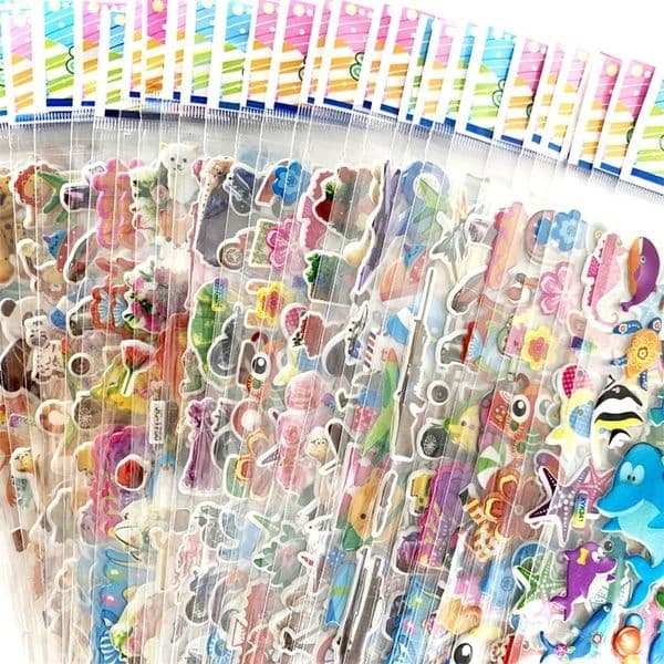 12 SheetsPack Cute Bulk 3D Puffy Stickers for Kids Scrapbooking Laptop Mobile Phone Decoration Girl Boy Birthday Gift 220815