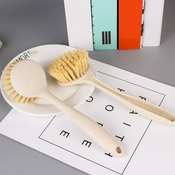Long Handle Pot Brush Kitchen Pan Dish Bowl Washing Cleaning Tools Portable Wheat Straw Household Clean Brushes 0426
