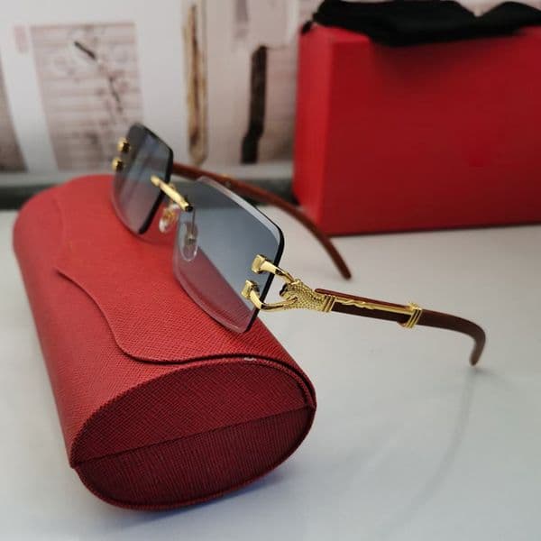 Designer Woman beach Glasses Sunglasses for Mens Wood Eyeglasses Gold Frame Leopard Head Metal Screwdriver Sunglass Frames Green Wooden Carving Eyewear With box