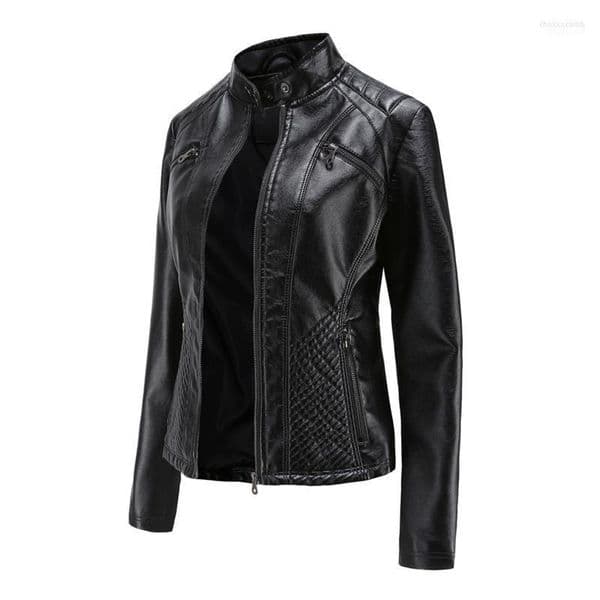 Women's Jackets Autumn Women Pu Leather Jacket Woman Zipper Short Coat Female Black Punk Bomber Faux Outwear Motor Coat#W4