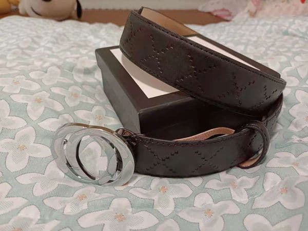 Mens Woman Belts Classic Gold Silver Black Smooth Buckle Genuine Leather Belt Highly Quality Come with Box