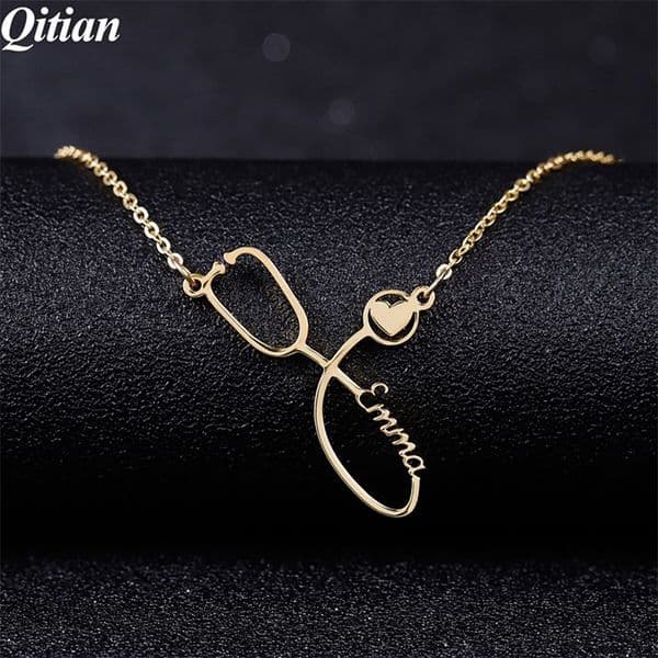Custom Necklaces Stainless Steel Necklace Stethoscope Personalized Name Necklaces For Women Nurse And Doctors Jewelry CX200725