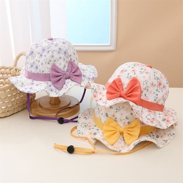 Topi Ember Bayi Cetak Bunga Topi Nelayan Anakanak Musim Semi Musim Panas Pita Lucu Topi Matahari Bayi Perempuan Ruffle Putri Manis 220611