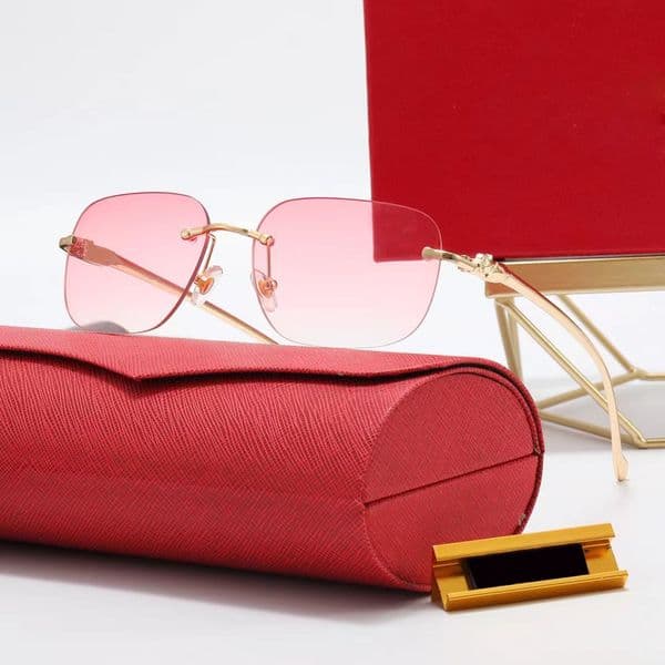 Fashion Designer Sunglasses For Women Vintage Mens Carti Buffalo Horn Glasses Panther Gold Silver Metal Legs Rimless Sunglass Mens Travel Tour Eyeglasses Lunettes