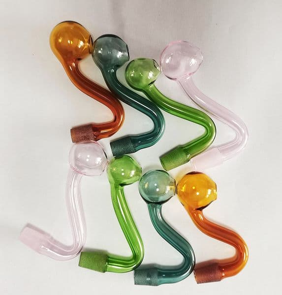 Glass Oil Burner Pipe Pyrex glass bowls 10mm Male joint Tobacco Bowl Hookah Shisha Bongs Adapter Thick Pipes Clear green yellow pink Lakegreen Smoking Tubes Mix Color