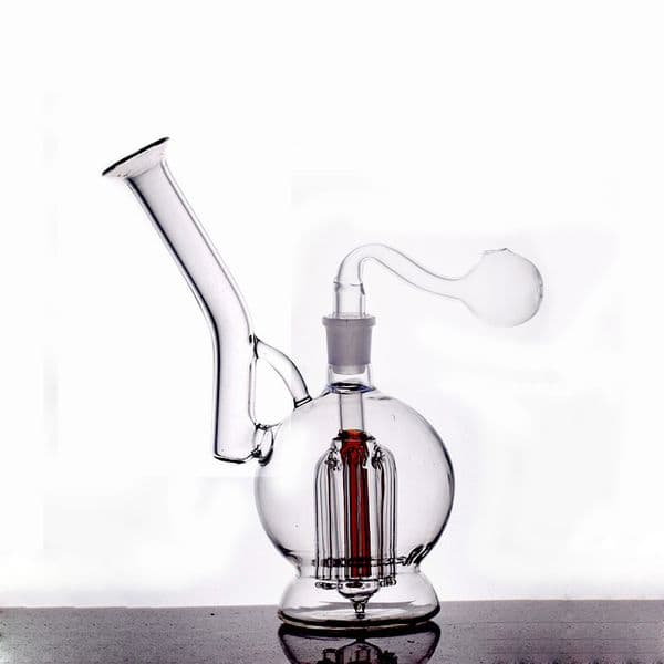Glass bong water pipe Hookah 6.5 Inch Tree Arm filter Perc with 14mm Male Oil Burner Pipe 1pcs