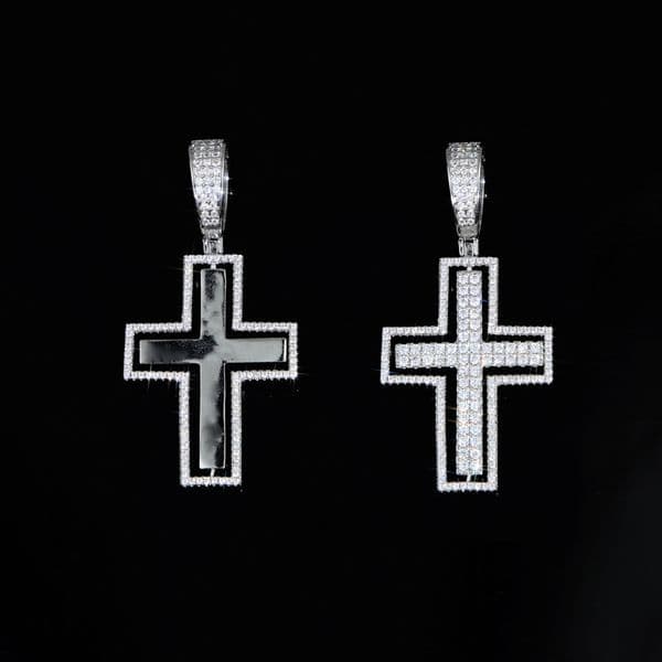 Iced Out Bling Micro Pave Cubic Zircon Cross Pendant Necklace for men hip hop moved pendants with tennis chain jewelry wholesale