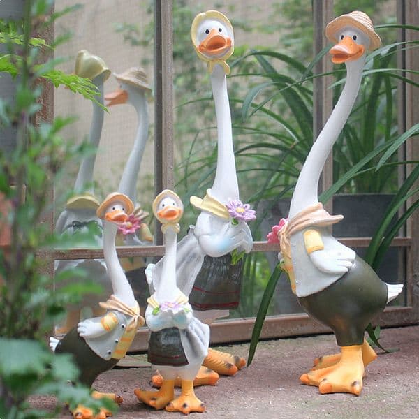 Garden Statue Resin Duck Craft Figurines Family Member Courtyard Ornaments Artwork Animal Sculptures Modern Home Decor 220721