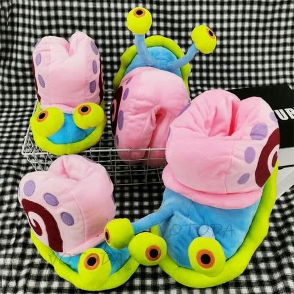 Winter Home Shoes Women Gary Snails Slippers Furry Cute Cartoon Indoor Slipper Warm Plush House Flip Flops Female Funny Slides 220409