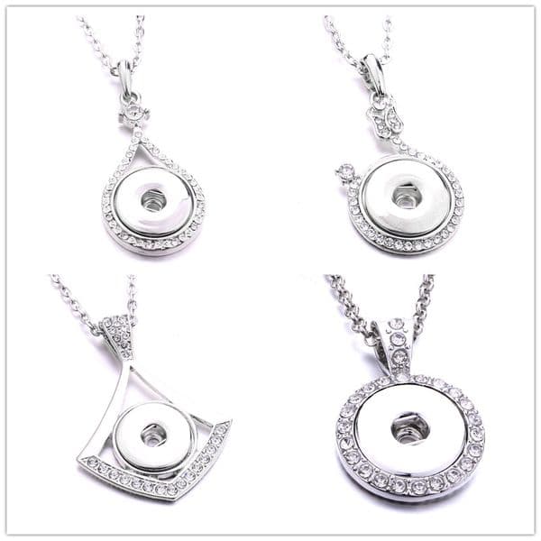 Fashion waterdop round Crystal Snap Button necklace 18MM Ginger Snaps Buttons Charms Necklaces for women jewelry