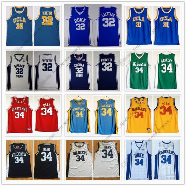 NCAA Basketball Jersey Miller Bill Walton Christian Laettner Jimmer Fredette Charles Barkley Kevin Garnett Len Carter Allen High Quality Real Stitch Jerseys 01