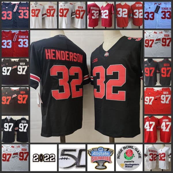 32 TreVeyon Henderson Jersey 32 Jack Tatum 33 Master Teague III 47 A.J. Hawk 97 Nick Bosa Jerseys OSU NCAA Ohio State Buckeyes Football Jersey Stitched footballjerseys