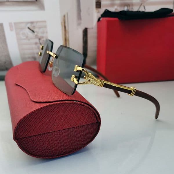 Woman outdoor Glasses Designer vintage gentle party formal Sunglasses for Mens Wood Eyeglasses Gold Frame Leopard Head Metal Screwdriver Sunglass Frames Green