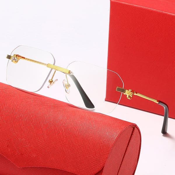 Fashion Locs Sunglasses Designer Mens Frameless Gold Round Metal Frames Coated Mirror Eyeglasses Protection Womens Transparent Vintage Rimless Sun Glasses
