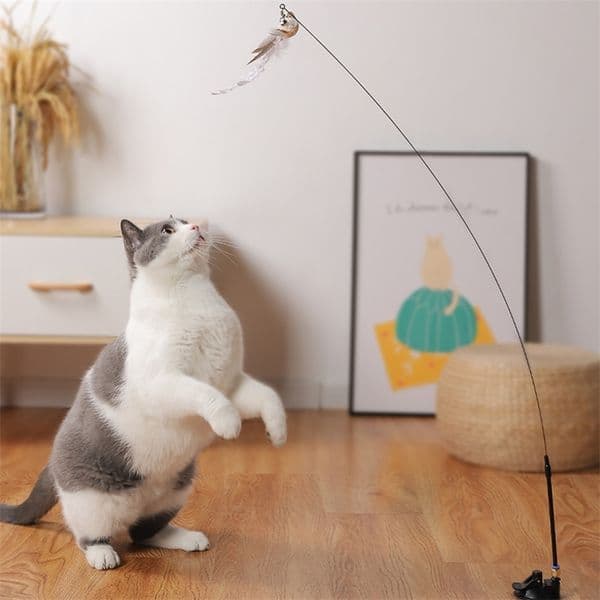 Interactive Feather Cat Toy Simulation Bird Teaser Stick Teaser Cats Bells Wand Kitten Accessories Pet Products Toys For Cat 220423