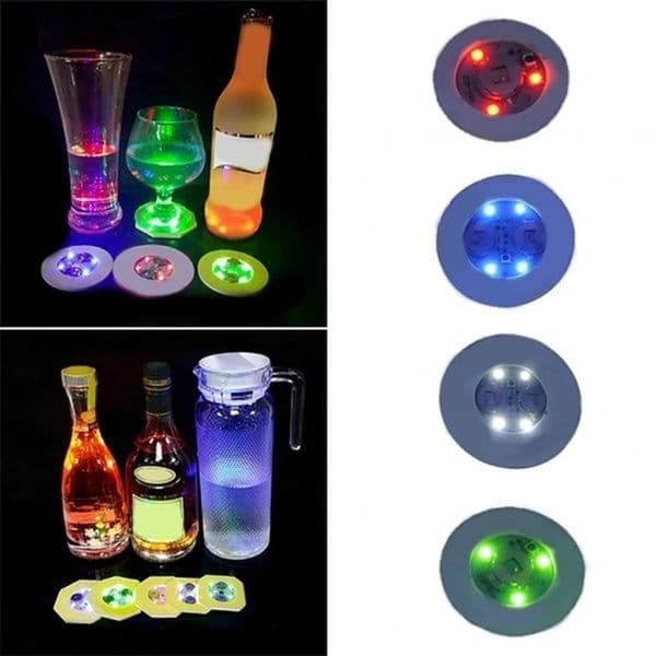 2026 Mini Glow LED perfume Coaster Mats Pads Flashing Creative Luminous Bulb Bottle Cup Sticker Mat Light Up For Club Bar cologne Home Party Decoration Free Shi