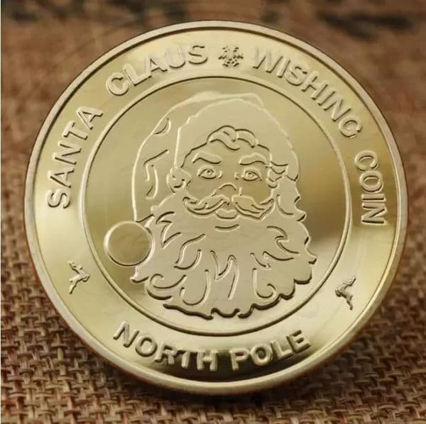 Santa Claus Wishing Coin Collectible Gold Plated Souvenir Coin North Pole Collection Gift Merry Christmas Commemorative Coins