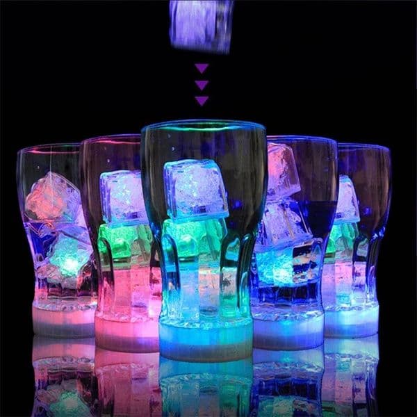 LED Ice Cubes Glowing Night Lights Party Rose Diamond Heart Shape Flash Light Luminous Neon Wedding Festival Christmas Bar Wine Glass Decoration