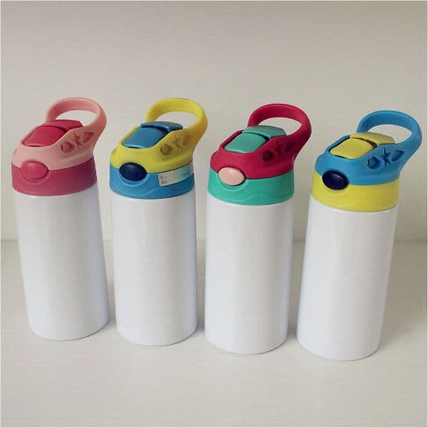 380ml Student Stainless Steel Sublimation Mug Portable Kids Drinking Bottle Children Vacuum Water Cup Tumbler Jug Customizable Pattern Promtion Gift ZL0796sea