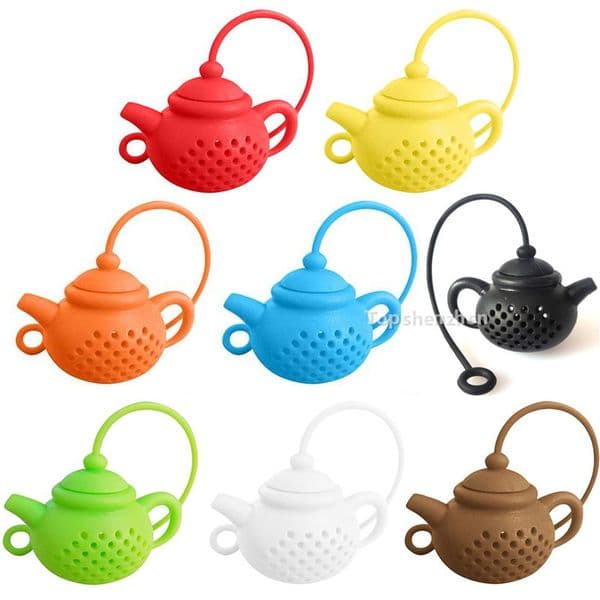 Creative Tools Teapot Shape Silicone Tea Infuser Strainer Filter With Handle Safe Loose Leaf Reusable Teas Bags Diffuser Teaware Accessory