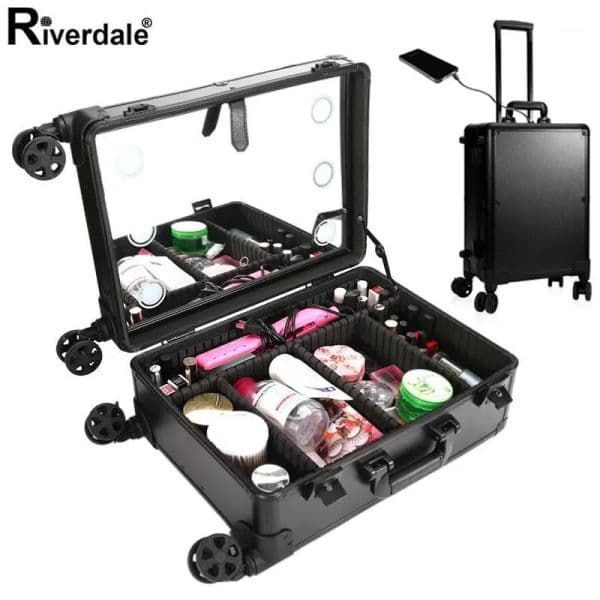 tool case Beautician Professional Makeup Case Large Capacity Wedding Full Female Cosmetic Artist Suitcase Trolley MultiPurpose Make Up Bag1
