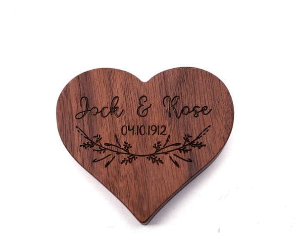 Wooden Jewelry Storage Boxes Blank DIY Engraving Wedding Retro Heart Shaped Ring Box Creative Gift Packaging Supplies SN4918