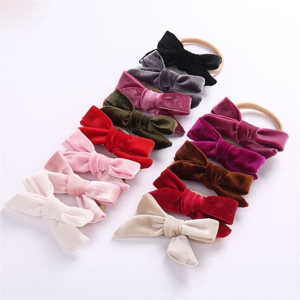 36pc/lot Wholesale Girls Velvet Hair Bow With Nylon Headband kids girls gift Christmas hair accessories LJ201226