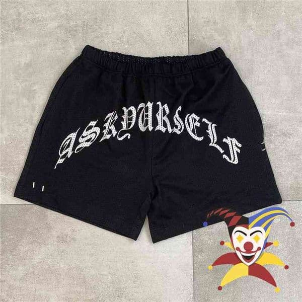 Limited ASKYURSELF Shorts Men Women Mesh ASKYURSELF Shorts Sanskrit Graphic Breathable High Street Breeches