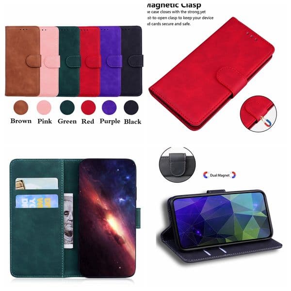 S26 Edge PU Leater Wallet Flip Cases For Samsung S25 A16 S24 FE A06 M35 X 7 M55 M15 F15 Skin Feel Retro Vintage ID Card Slot Holder Fasion Magnetic Cover