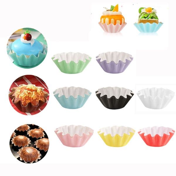 Wave Cupcake Liners Paper Baking Cups Muffin Wrappers Greaseproof Brioche Mold Cake Case Trays Holder XBJK2203