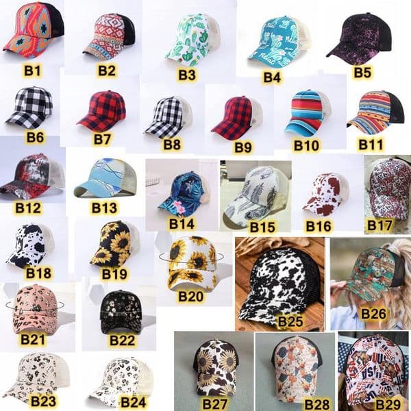 Ponytail Hat Criss Cross Washed Distressed Messy Buns Ponycaps Baseball Cap Trucker Mesh Hats Christimas Party
