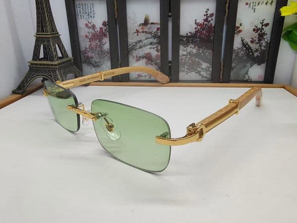 Green Fashion Designer Sunglasses for Men Unisex Buffalo Horn Glasses Mens Women Rimless Sun Eyeglasses Silver Gold Metal Wooden Frame Brand Carti Eyewear Lunettes