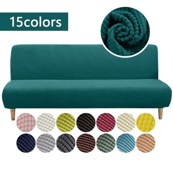 Polar Fleece Fabric Armless Sofa Bed Cover Solid Color Without Armrest Big Elastic Folding Furniture home Decoration Bench Cover 220513