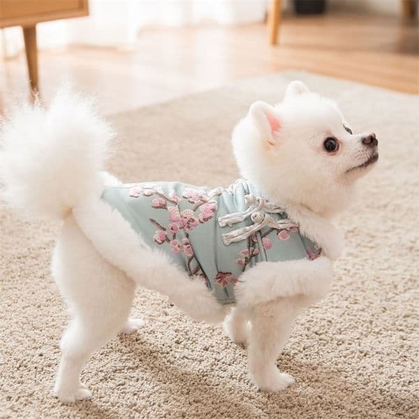 Chinese Year Dog Clothing Pet Tang Suit Cheongsam Winter Dog Clothes Coat Outfit Cat Clothes Chihuahua Yorkshire Pet Apparel T200710