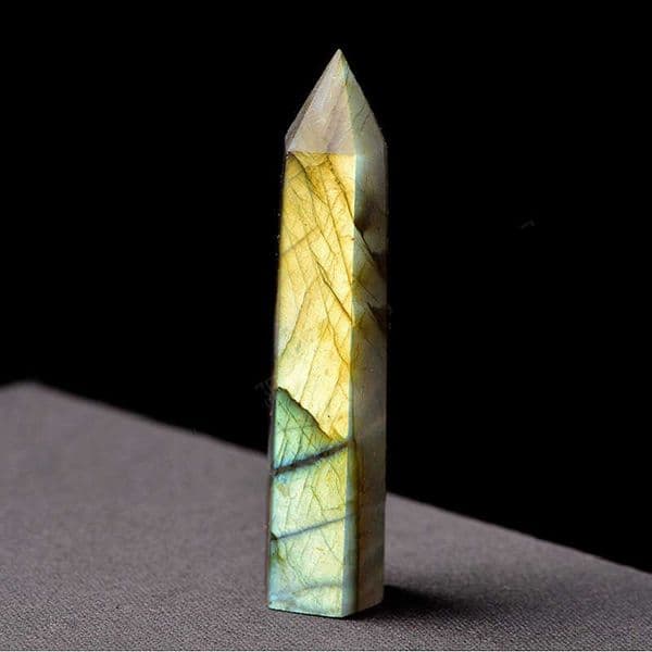Natural elongated lime moonstone hexagonal prism rough stone art ornaments Ability Quartz Pillar Mineral Healing wands Reiki Raw EnergyJK56
