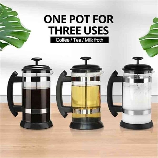 French Press Coffee Tea Brewer Pot Maker Kettle 1000ML Stainless Steel Glass Thermos For Drinkware 210408