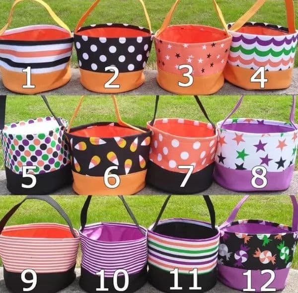 Halloween Bucket Favors Polka Dot Bat Striped Polyester Candy Collection Bag Halloween Trick or Treat Pumpkin Bags 12 Designs FY3803 0805
