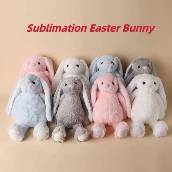 New 30CM Sublimation Easter Day Bunny Plush Long Ears Bunnies Doll With Dots Pink Grey Blue White Rabbit Dolls Cute Soft Toys Wholesale EE