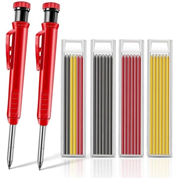 wholesale Solid Carpenter Pencil Set With 6 Refill Leads Builtin Sharpener Marking Tool Woodworking Deep Hole Mechanical Pencils 220714