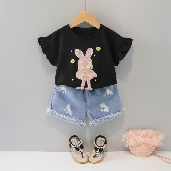 LZH Children Clothing Sets Kids Baby Girls Clothes T-shirt+Jeans 2Pcs Outfit Suit Summer For 1-4Year 220419
