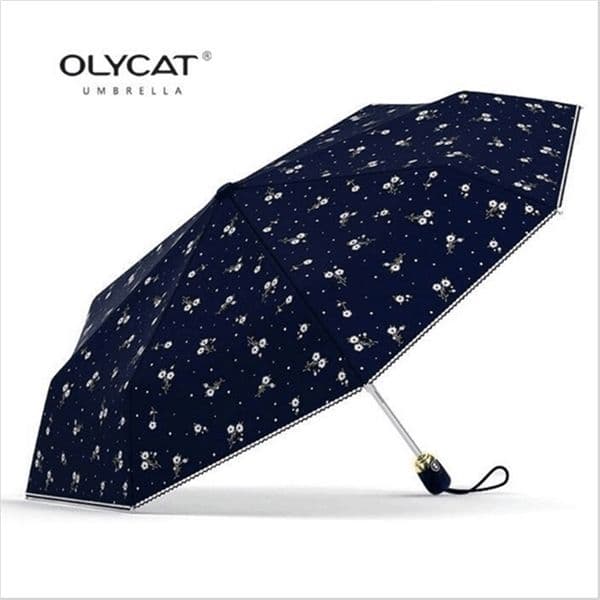 OLYCAT Fully Automatic Triple folding Printed With Floral Fashion Patterns Wind and Uv Protection Women s Travel Umbrella 210320