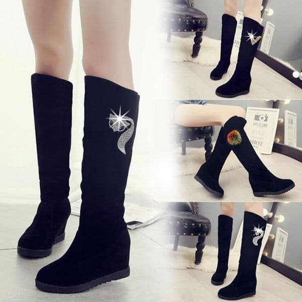 Women Shoes Woman Knee high Winter New Decoration Wild Plus Velvet Thick Snow Boots X85 Y200115