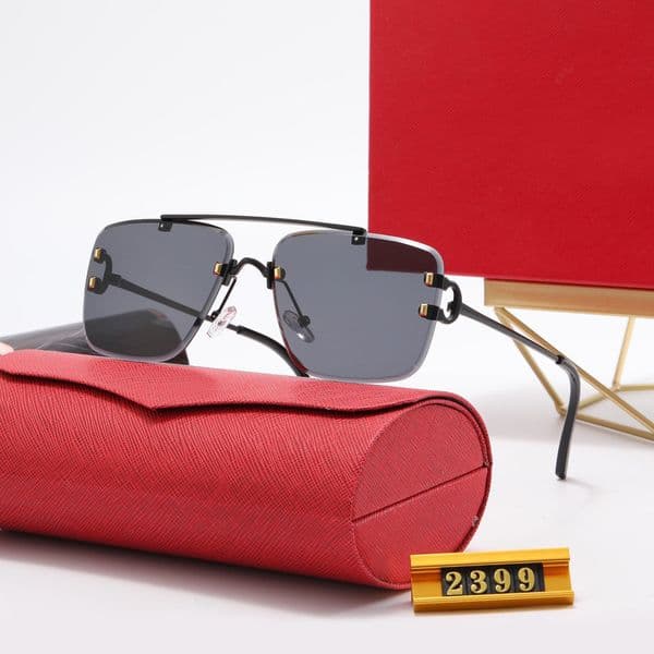 Luxury Glasses Designer Sunglasses Mens Eyeglasses Frames Unisex Half Semi Rimless Vendor Men Women Eyewear Black Blue Silver Gold Metal Frame Pilot Sun Glasses