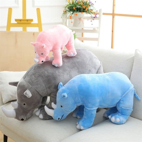 Big Plush Rhinoceros Toys Lifelike Stuffed Animal Pillow Zoo Dolls Baby Cushion Rhino Plush Toys Kids Girl Christmas Gift LJ201126